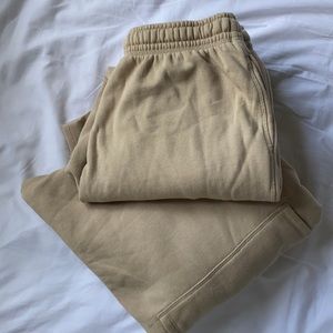 Recycled fleece khaki sand color sweat suit set